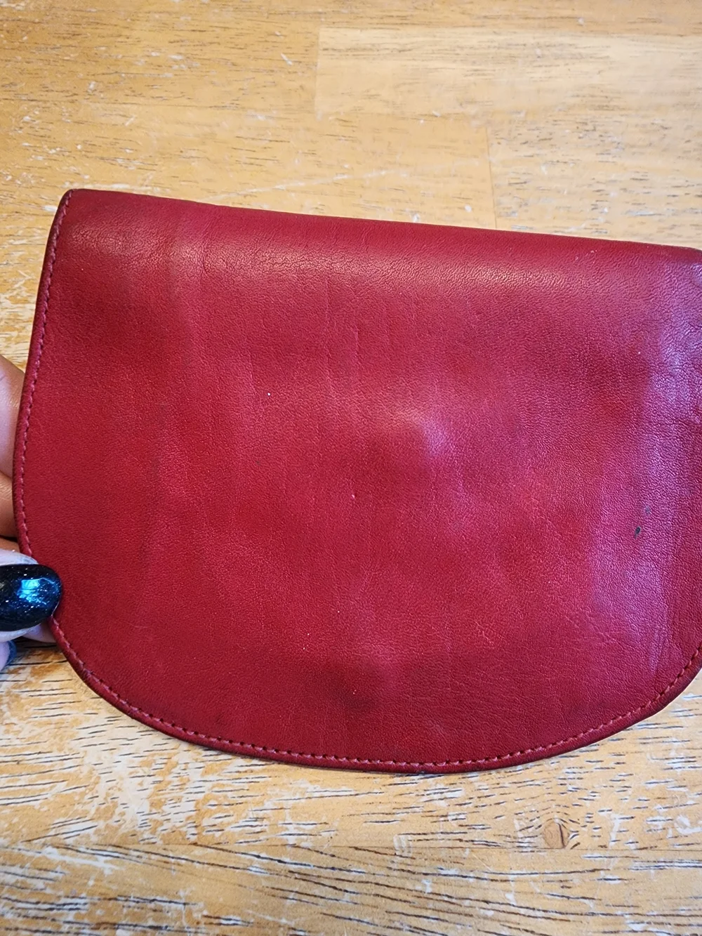 vintage red leather Christian Dior small wallet or coin/card compact case